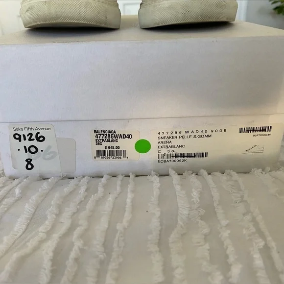 Balenciaga Pelle S Gomm Arena white blanc sneakers size 38